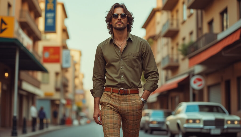 découvrez notre pantalon patte d'éléphant pour homme, alliant style vintage et tendance des années 70 pour un look rétro et moderne.