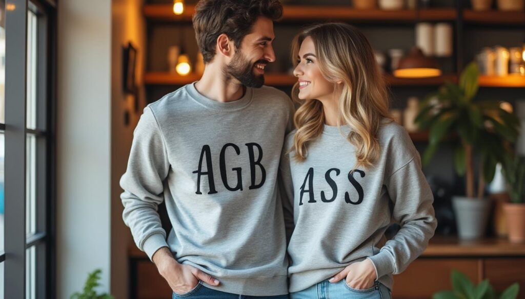 découvrez nos sweats couple personnalisés alliant confort et style pour partager des moments uniques à deux avec une touche personnelle.