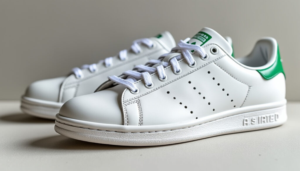 découvrez les baskets stan smith en cuir blanc, des chaussures iconiques adidas alliant style et confort à prix abordable. parfaites pour un look tendance et décontracté.